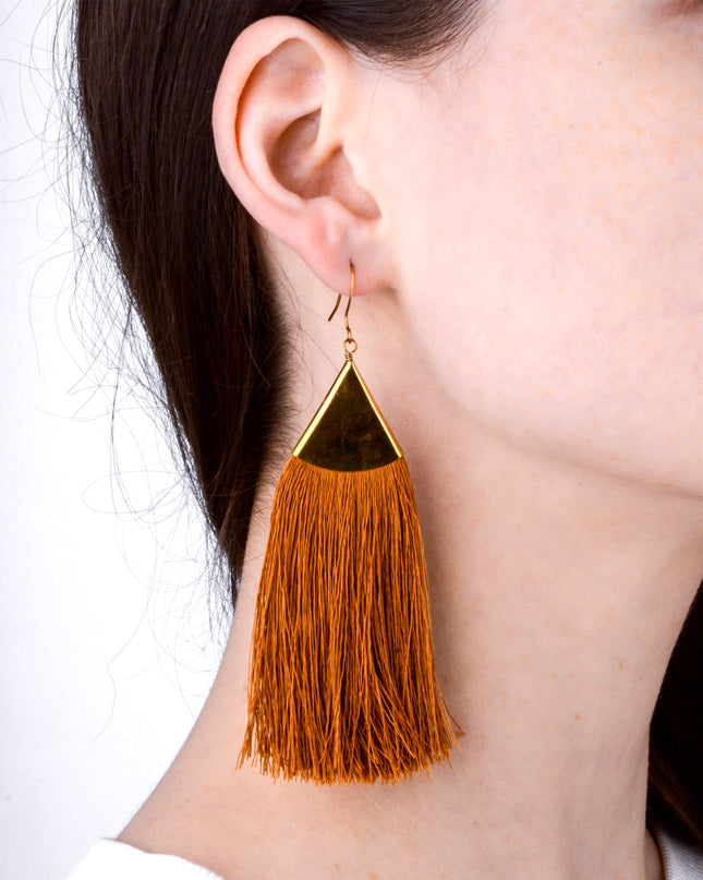 Brown Fringe Earrings Christmas Accessory