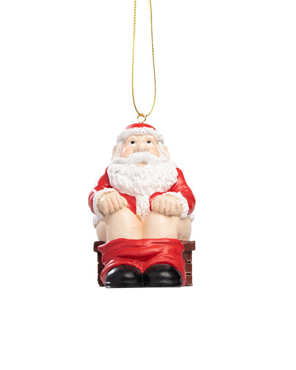 Santa Pooping Down the Chimney Figurine
