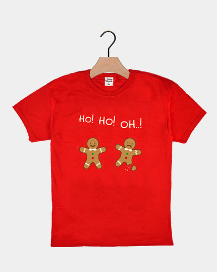 Red Kids Christmas T-Shirt with Gingerbread