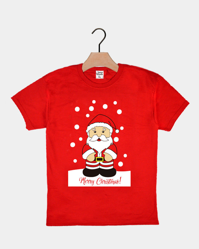 Red Christmas T-Shirt for Kids with Santa Claus