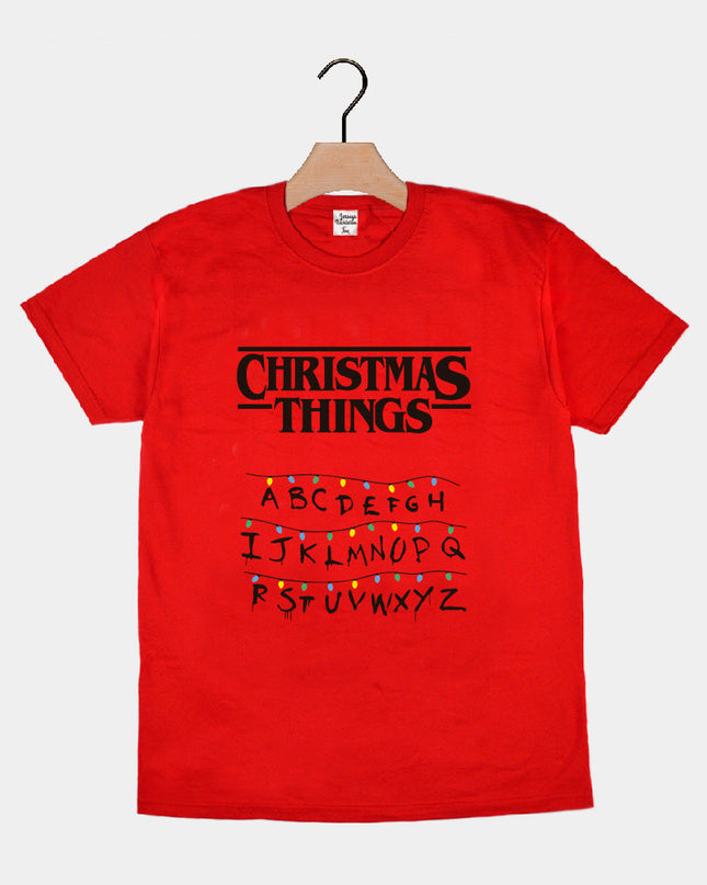Red Family Christmas T-Shirt with Christmas Things