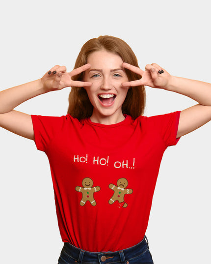 Red Christmas T-Shirt for Men and Women with Gingerbread
