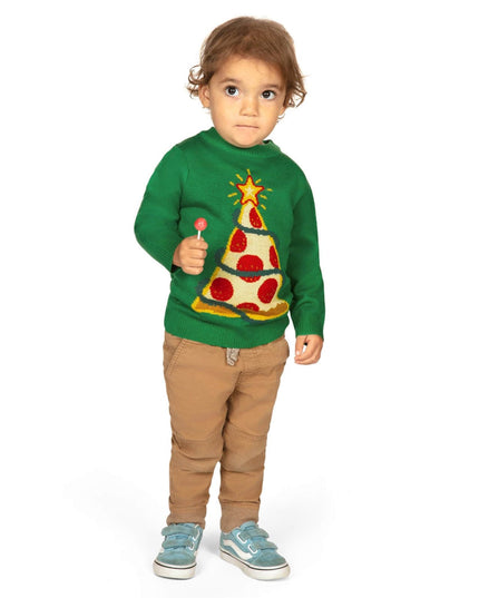 Toddler Boy's Pizza Tree Ugly Christmas Sweater