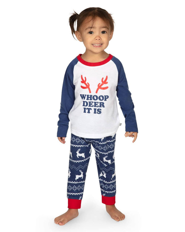 Toddler Girl's Whoop Deer It Is Crew Neck Pajama Set