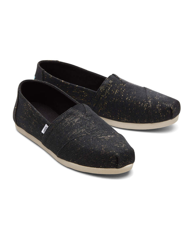 TOMS Alpargata Metallic Linen - Black Slippers