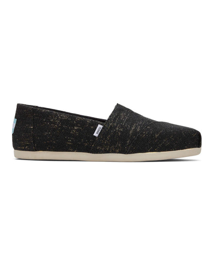 TOMS Alpargata Metallic Linen - Black Slippers