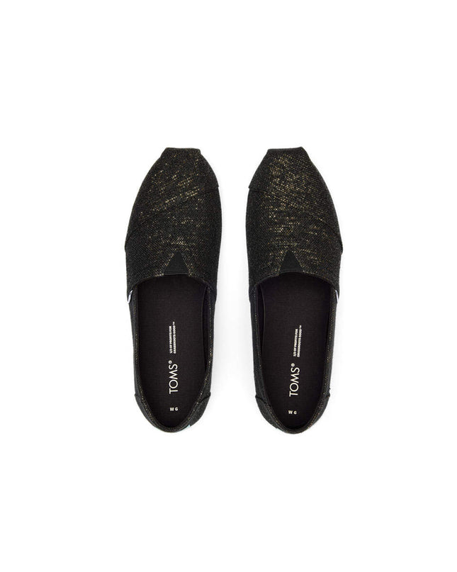 TOMS Alpargata Metallic Linen - Black Slippers