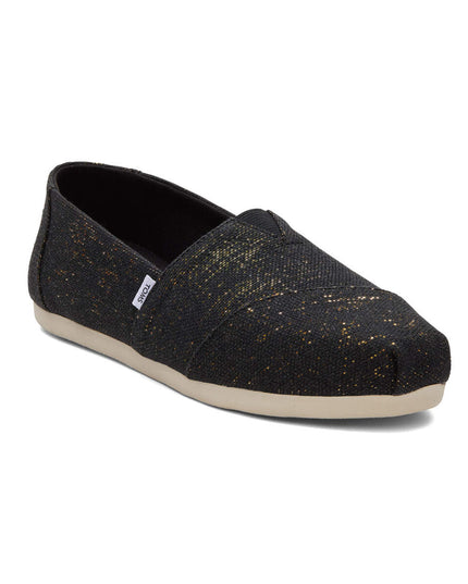 TOMS Alpargata Metallic Linen - Black Slippers