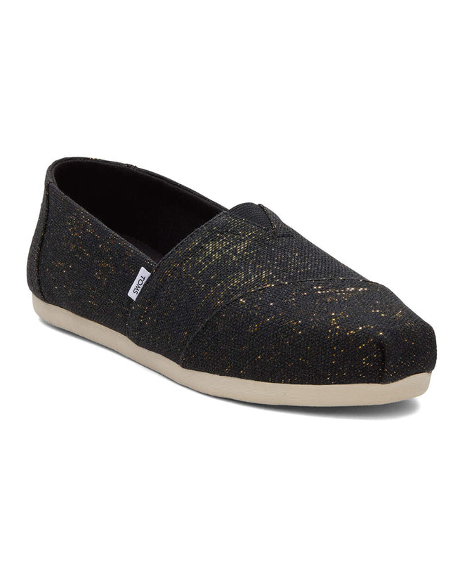 TOMS Alpargata Metallic Linen - Black Slippers