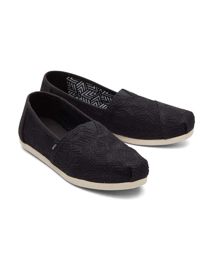 TOMS Alpargata Geometric Lace - Black Slippers