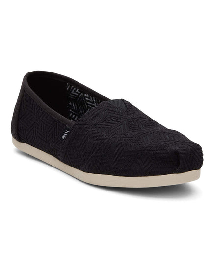 TOMS Alpargata Geometric Lace - Black Slippers