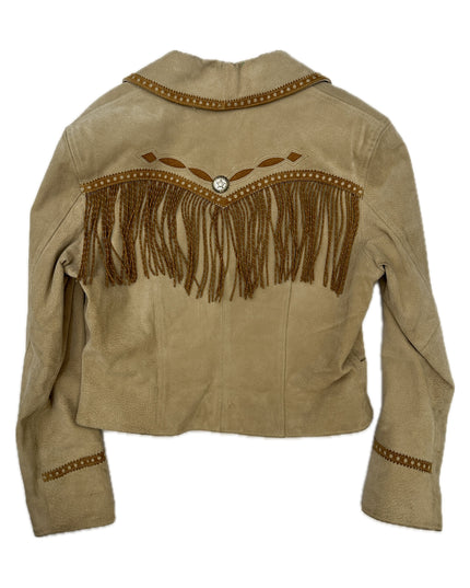 Vintage Brown Leather Jacket with Fringe