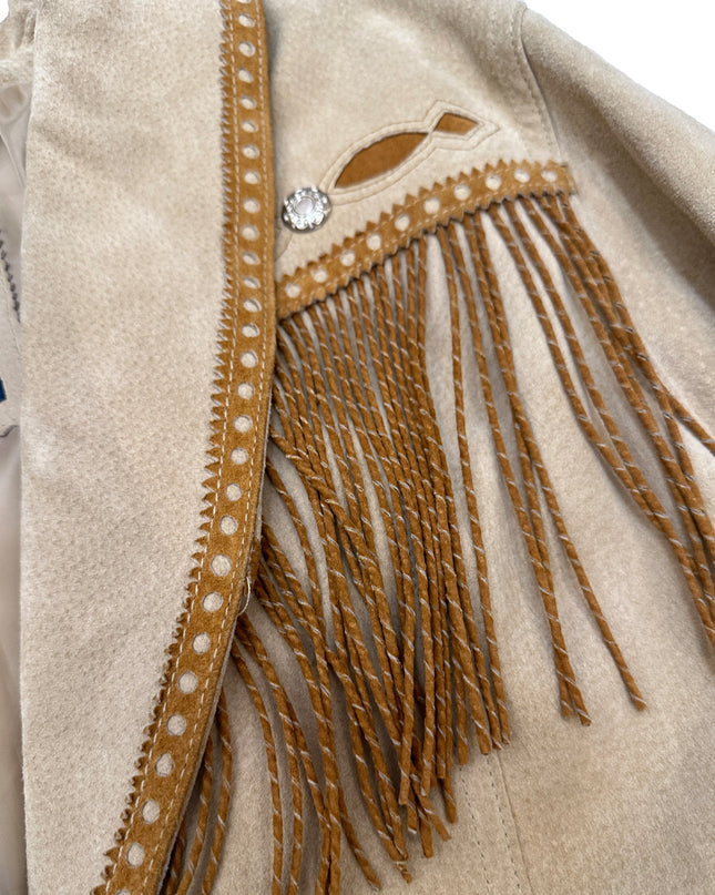 Vintage Brown Leather Jacket with Fringe