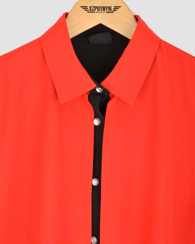 Red Colorblock Vintage Blouse