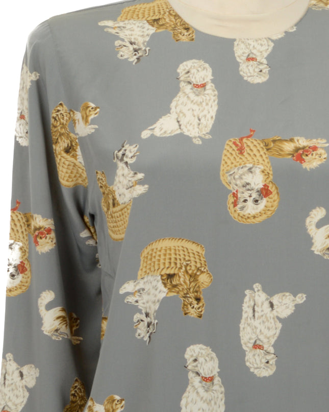 Vintage Dogs Print Blouse
