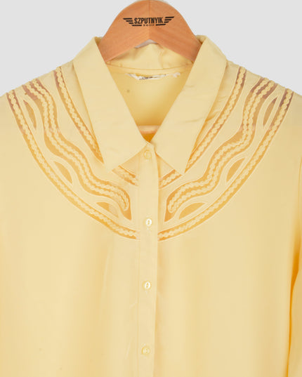 Sheer Neckline Yellow Vintage Blouse