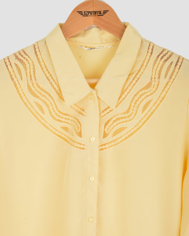Sheer Neckline Yellow Vintage Blouse