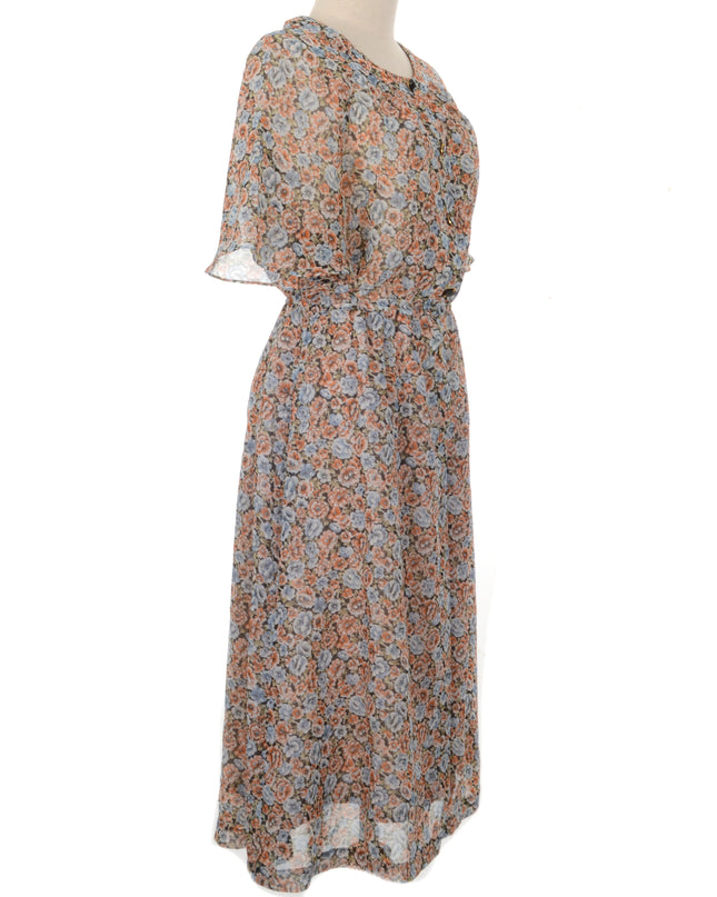 Brown Floral Vintage Dress