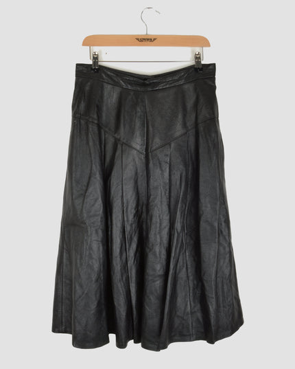 Black Vintage Leather Skirt