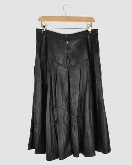 Black Vintage Leather Skirt