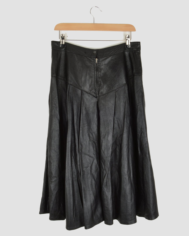 Black Vintage Leather Skirt