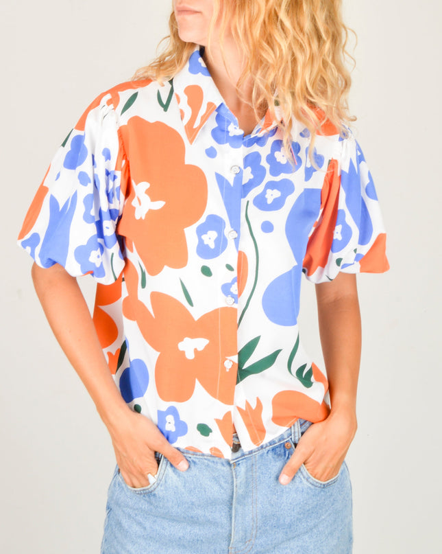 White Floral Bouquet Blouse