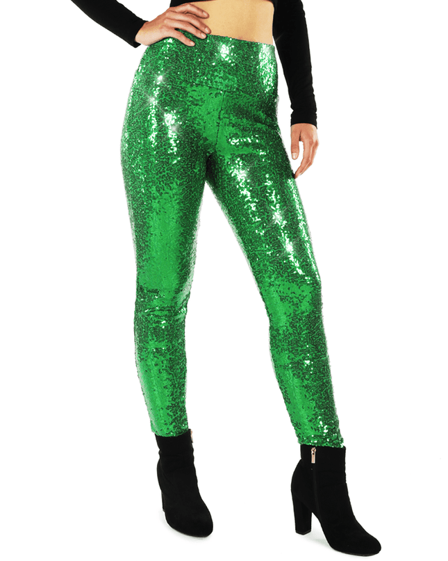 Green Sequin High Waisted Leggings