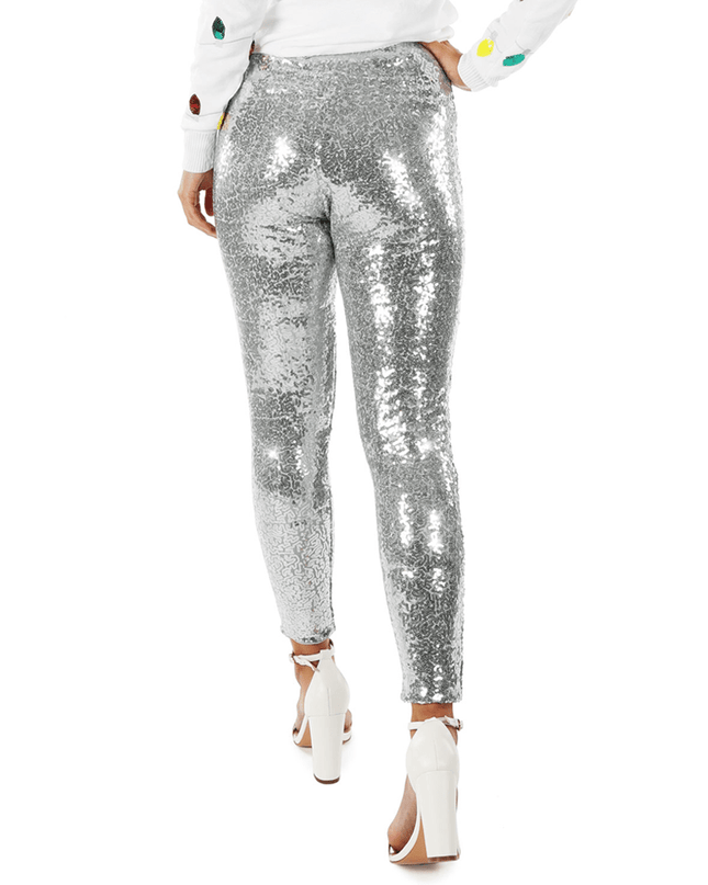 Silver Sequin High Waisted Leggings