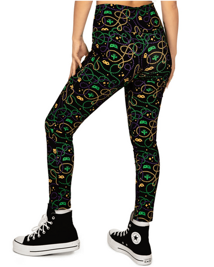 Black Beaded High Waisted Leggings