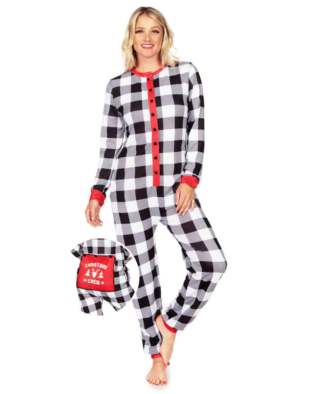 Women's Christmas Crew Plaid Onesie Pajamas