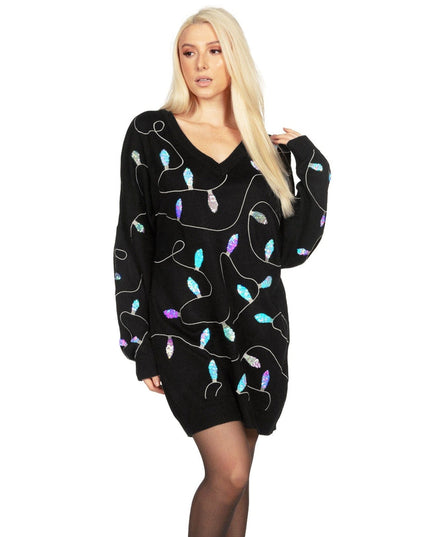 Women's Iridescent Lights Oversized Sweater Dress